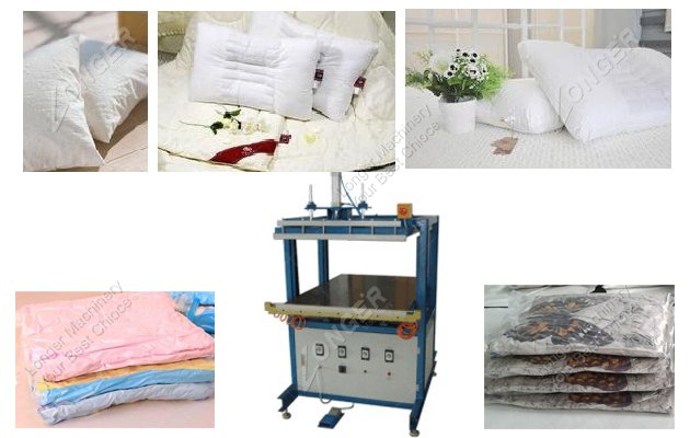 Vacuum packing machine for pillows